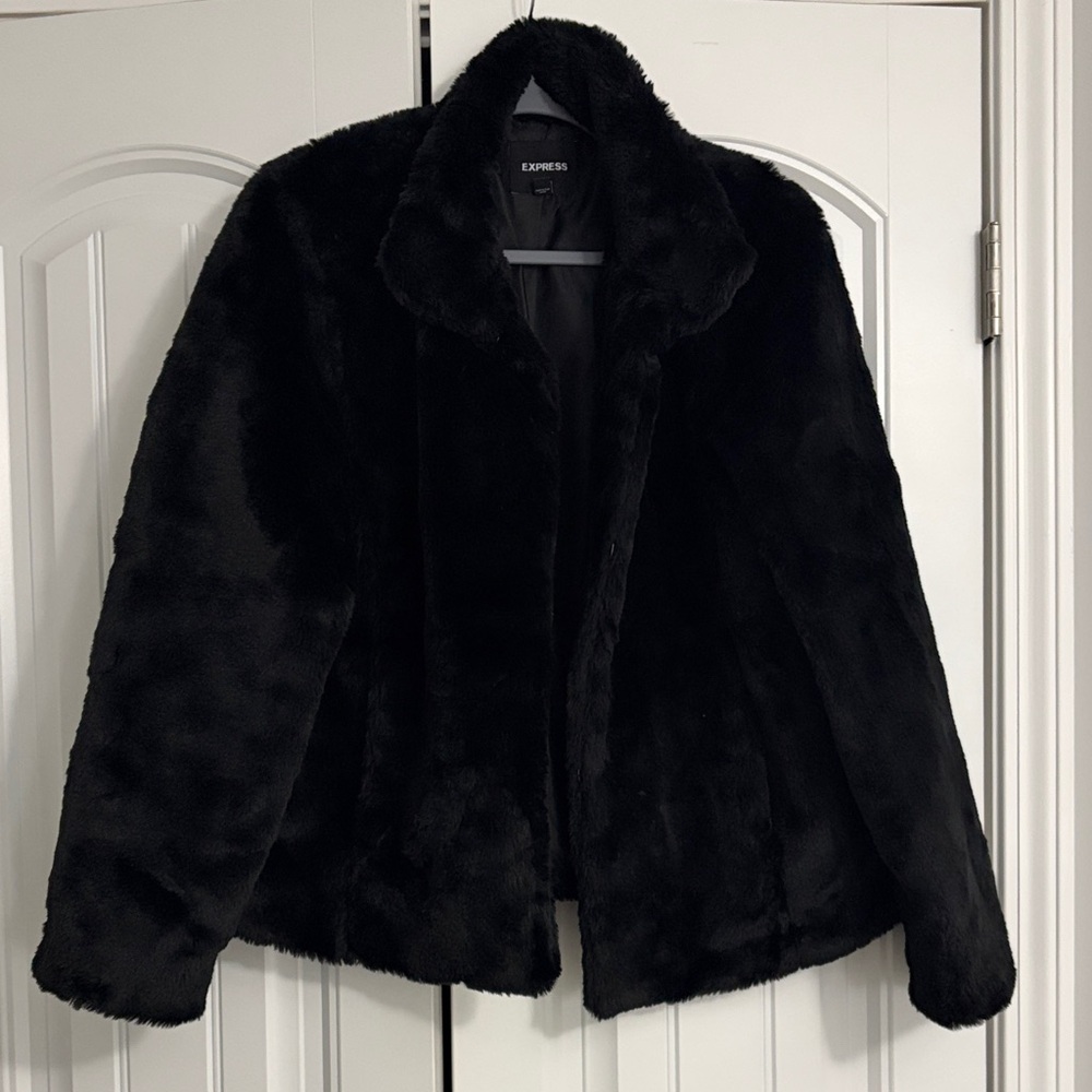 Express Women's Plush Black Teddy Jacket